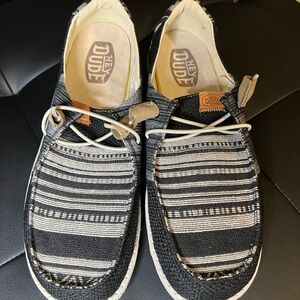 Hey Dude Black and White Wendy Patchwork Shoes Size 11